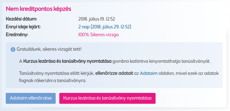 kurzus lejart