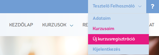 menu uj kurzusregisztracio